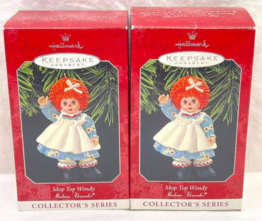 Hallmark Keepsake Ornaments Madame Alexander Mop Top Wendy Collectors Series: Hallmark Keepsake Ornaments Madame Alexander Mop Top Wendy Collectors Series. This lot has two- 1998 Mop Top Wendy from the Madame Alexander series. Ornaments are in excellent condition, boxes show