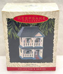 Hallmark Keepsake Ornaments Nostalgic Houses and Shops Collector Series Cozy Home: Hallmark Keepsake Ornaments Nostalgic Houses and Shops Collector Series Cozy Home. This great lot includes, 1993 Cozy Home from the Nostalgic Houses and Shops, tenth in the series. Ornament is in