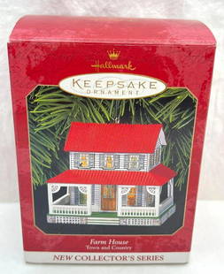 Hallmark Keepsake Ornaments Town and Country Collectors Series Farm House first in series: Hallmark Keepsake Ornaments Town and Country Collectors Series Farm House. This great lot is first in the Town and Country collector series, 1999 Farm House. Ornament appears new. Box is in MINT