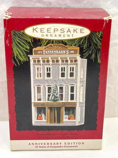 Hallmark Keepsake Ornaments Nostalgic Houses and Shops Anniversary Edition: Hallmark Keepsake Ornaments Nostalgic Houses and Shops Anniversary Edition. This great lot has the 1993 Tennenbaum's Dept. Store. Ornament appears to be new or never displayed. Box shows some