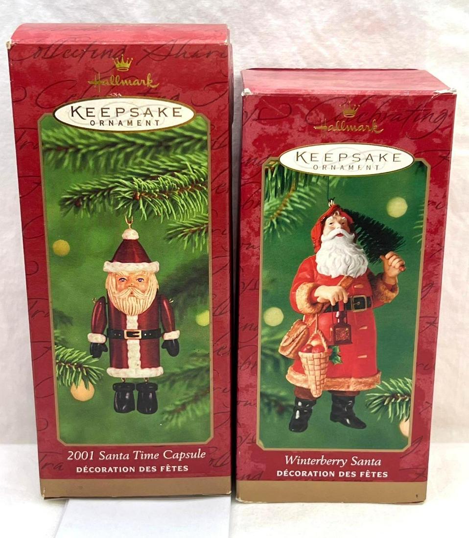 Hallmark Keepsake Ornaments lot of two Santa's Winterberry Santa and Santa Time Capsule (1 of 8)