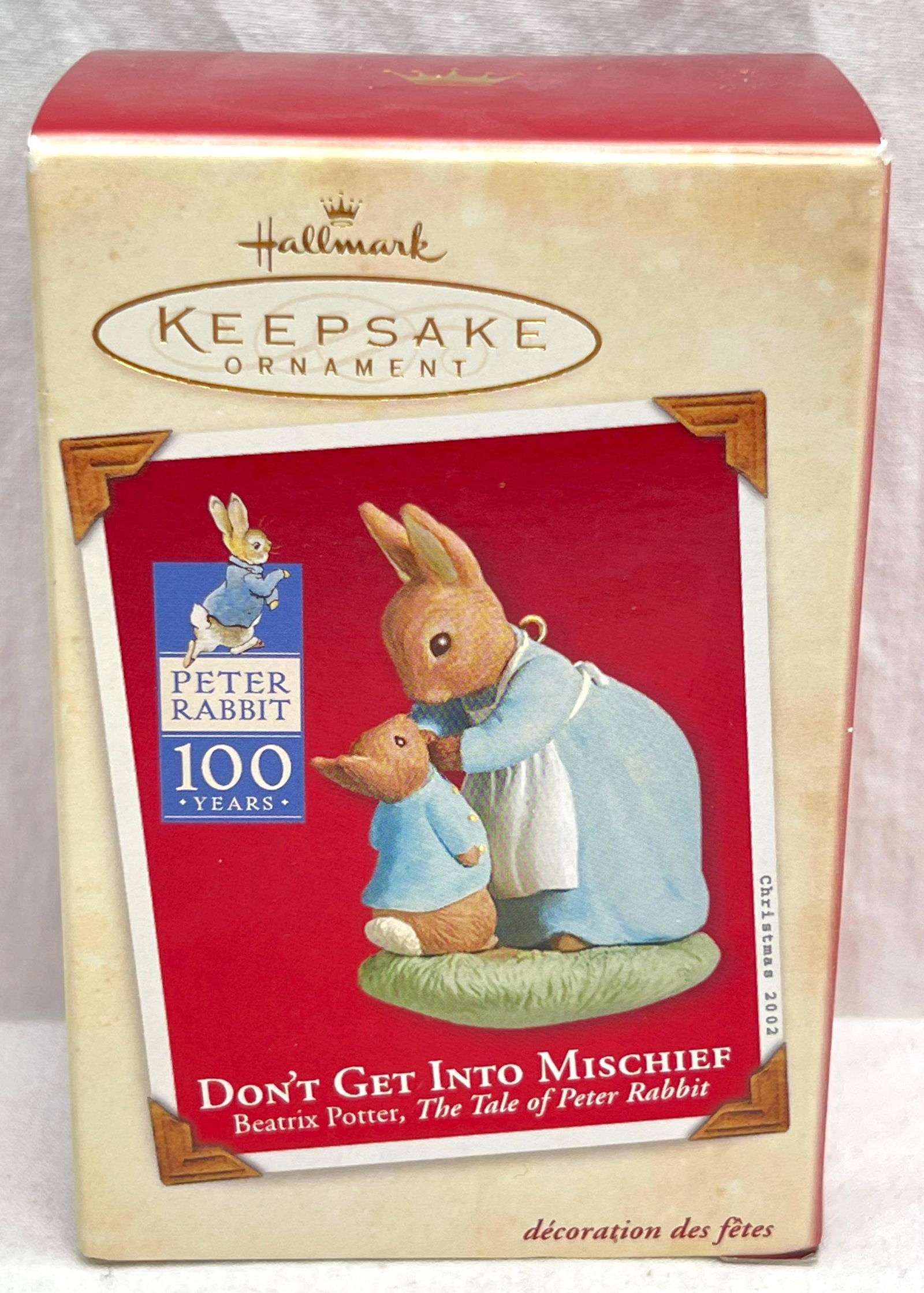 Hallmark Keepsake Ornaments Beatrix Potter The Tale of Peter Rabbit 100 years: Hallmark Keepsake Ornaments Beatrix Potter The Tale of Peter Rabbit 100 years. The lot celebrates the 100th anniversary of The Tail Of Peter Rabbit. 2002 Don't Get Into Mischeif. Ornament is in ex