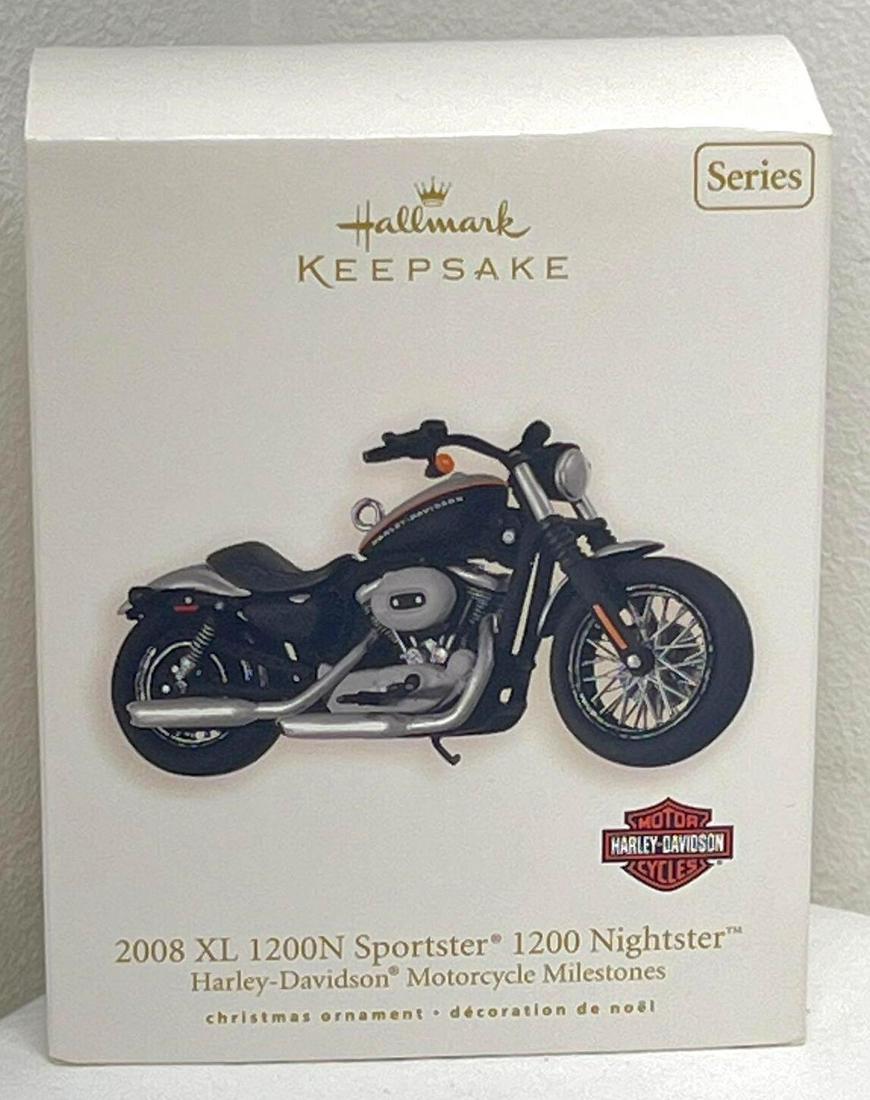 Hallmark Keepsake Ornaments Harley Davidson Motorcycle Milestones tenth in the series: Hallmark Keepsake Ornaments Harley Davidson Motorcycle Milestones tenth in the series. This great lot has the 2008 Harley Davidson XL 1200N Sportster 1200 Nightster, tenth in the Motorcycle Mildstone 