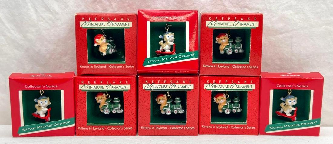 Hallmark Keepsake Ornaments lot of 8 Miniatures kittens In Toyland (1 of 4)