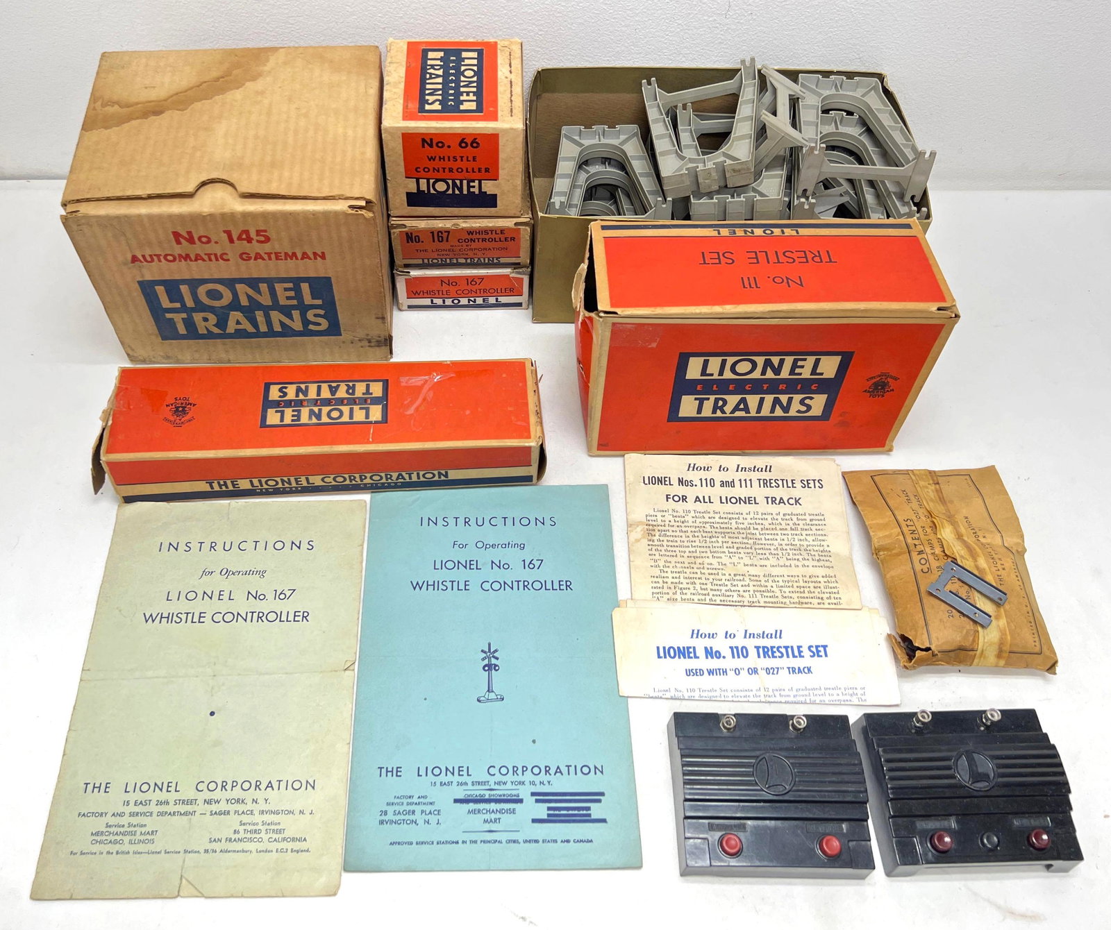 Postwar Lionel O Gauge boxed accessories 111 145 167 167 66 UCS instructions sheets (1 of 6)