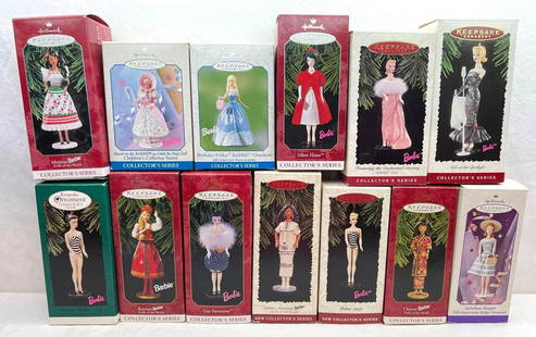 Hallmark Keepsake Ornaments Lot of 13 Barbies: Hallmark Keepsake Ornaments Lot of 13 Barbies. This great lot includes, 1995 Club Edition Brunette Debut-1959, 1994 Debut-1959, first in the Barbie Series, 1995 Solo In The Spotlight, second in the