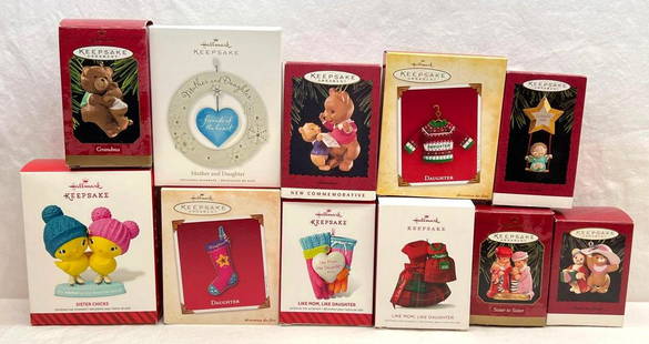 Hallmark Keepsake Ornaments Lot of 11 Mom and Daughter Grandma Godchild Sister to Sister: Hallmark Keepsake Ornaments Lot of 11 Mom and Daughter Grandma Godchild Sister to Sister. This lot includes, 1996 Sister To Sister, 1999 Sister To Sister, 1997 Grandma, 1994 Godchild, 1996 Grandma,