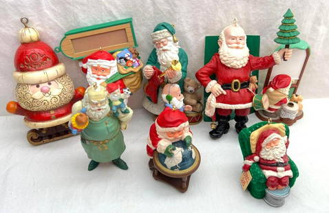 Hallmark Keepsake Ornaments Lot of 9 No Box Santas: Hallmark Keepsake Ornaments Lot of 9 No Box Santa's. This lot includes, 1992 Santa with drum and bear, 1987 Sleepy Santa, 1989 Collectors Club Santa, 1989 North Pole Jogger Santa, 1988 Christmas