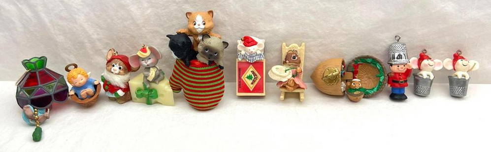 Hallmark Keepsake Ornaments Lot of 11 No Box Mice Kittens Chipmunks And More: Hallmark Keepsake Ornaments Lot of 11 No Box Mice Kittens Chipmunks And More. This lot includes, 1987 Chris Mouse Glow, third in the series, 1991 Loving Stitches Needlepoint Chipmunk, 1991 Hidden