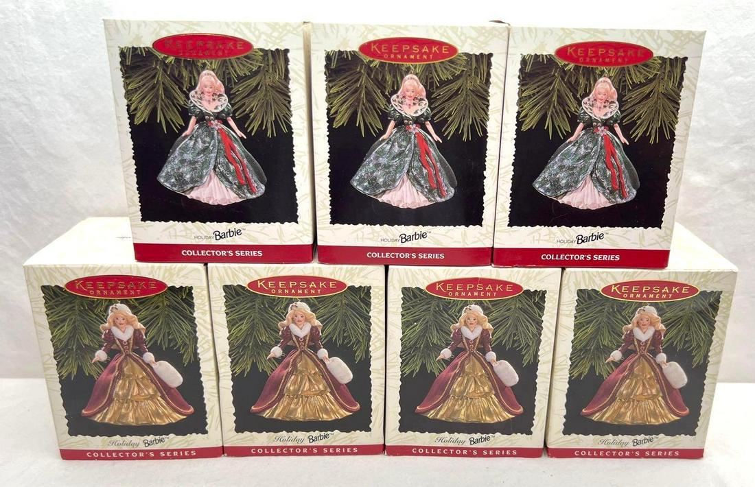 Hallmark Keepsake Ornaments Lot of 7 Holiday Barbies (1 of 3)