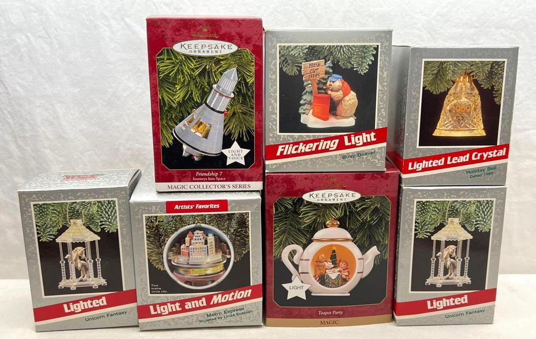 Hallmark Keepsake Ornaments Lot of 7 Teapot Party Holiday Bell Unicorn Fantasy and More (1 of 10)