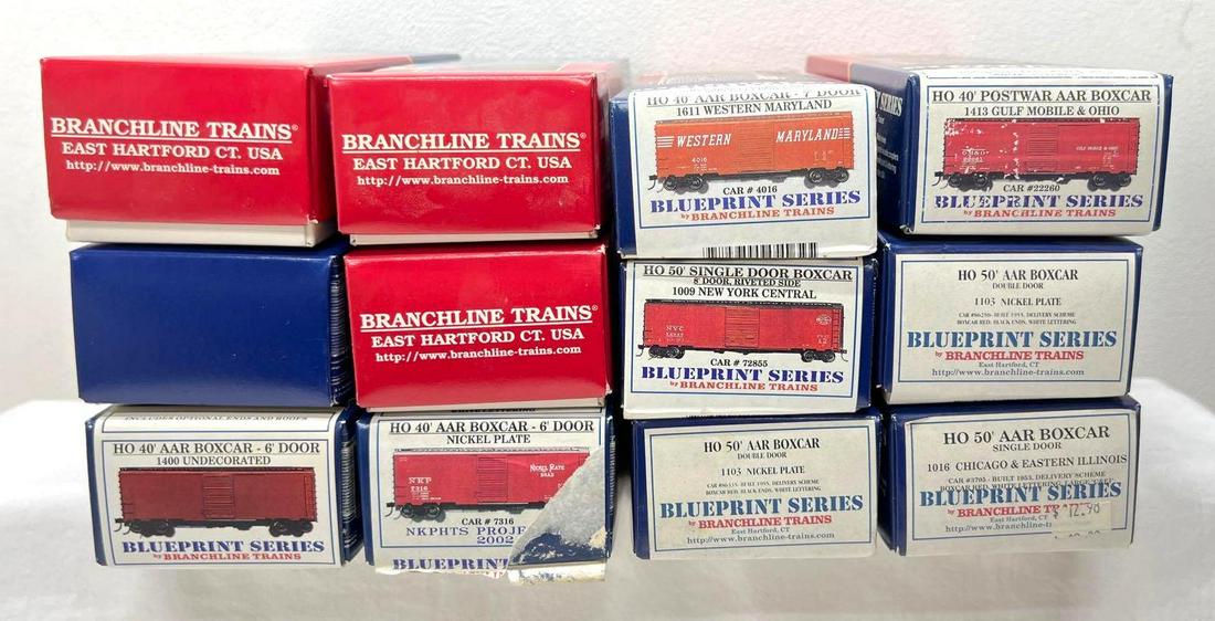 Twelve HO Gauge Branchline Blueprint series box car kits unbuilt in boxes (1 of 4)
