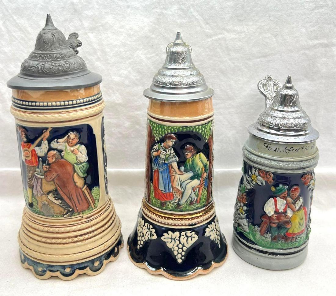Three Beer Steins two with Scalloped Bottom DBGM and Unmarked (1 of 14)
