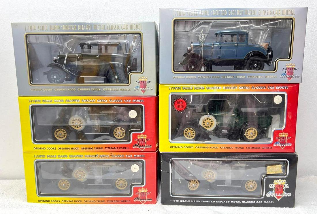 Six 1:18 scale die-cast Motor City Classics in box (1 of 4)