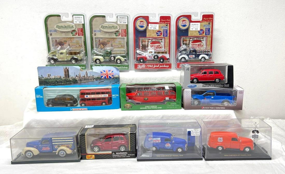 Twelve die cast vehicles in original packages Lone Star: Twelve die cast vehicles in original packages. Vehicles appear to have never been removed from packages, packages show little to mild wear, some creasing, some price stickers, some storage dust. Lone