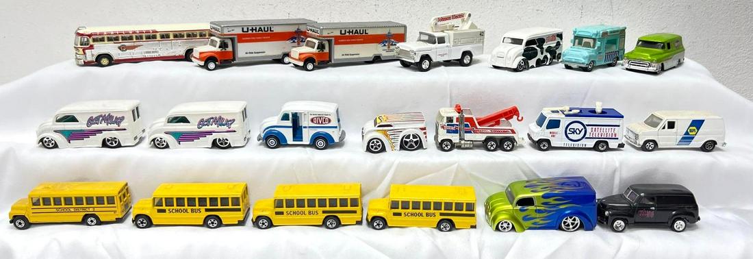 Huge 1/64 Vans U-Haul TV broadcasting tools Trailways  School Ice Cream MORE (1 of 16)