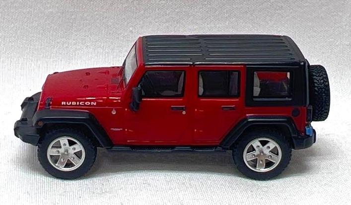 1/87 HO scale Masterpiece Jeep Wrangler Rubicon 4 door red w/black top (1 of 5)