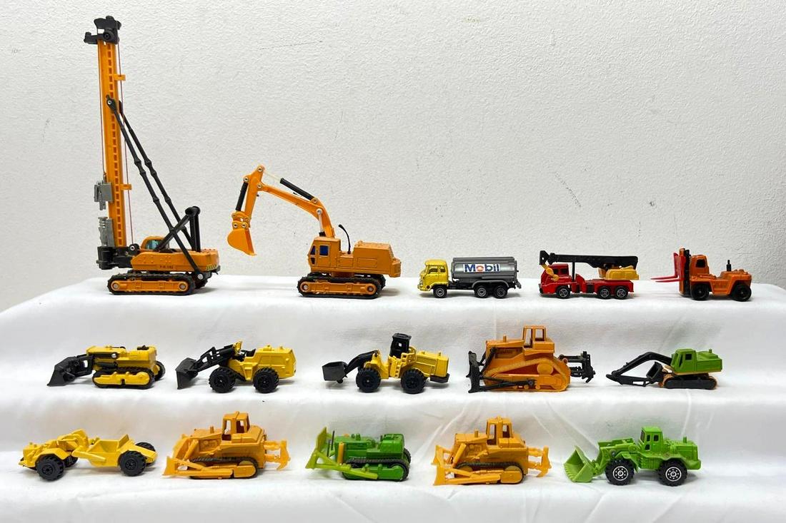 Zee Toys and other die-cast construction PB181 Pile Driver PB182 Excavator: Zee Toys and other Made in China die-cast construction vehicles. PB181 Hitachi KH 180 Pile Driver, PB182 Hitachi Excavator, MP 376 Bulldozer, P388 Snow Plow, P 308 Bulldozer, P 377 Scraper. SM S8030 U