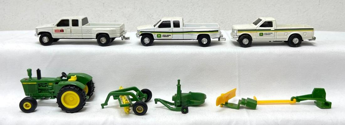 Three Ertl 1:64 John Deere Chevrolet pickup trucks 5020 diesel implements (1 of 7)