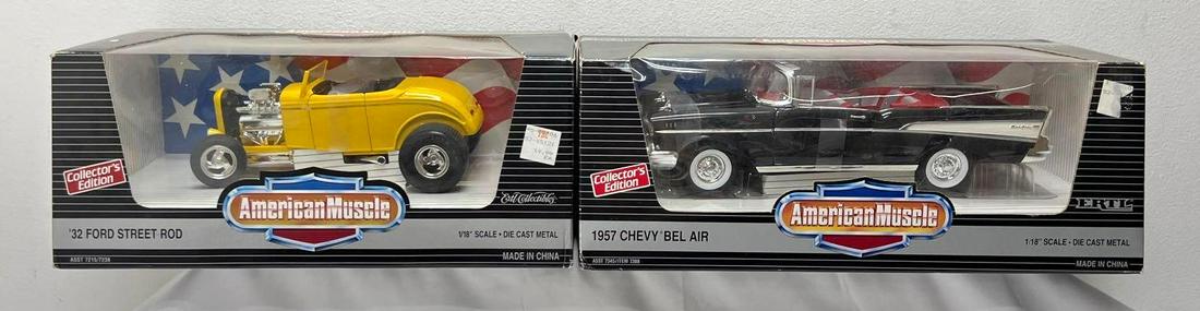 Ertl 1:18 die-cast American Muscle '32 Ford Rod 1957 Chevy Bel Air Mint in box (1 of 5)