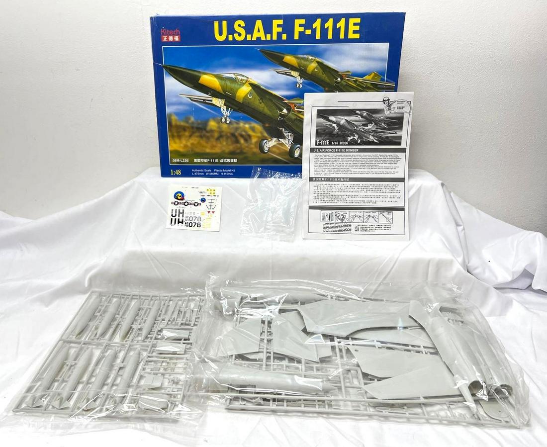 Kitech 1:48 08M-L326 U.S.A.F. F-111E model kit unbuilt complete in box (1 of 6)