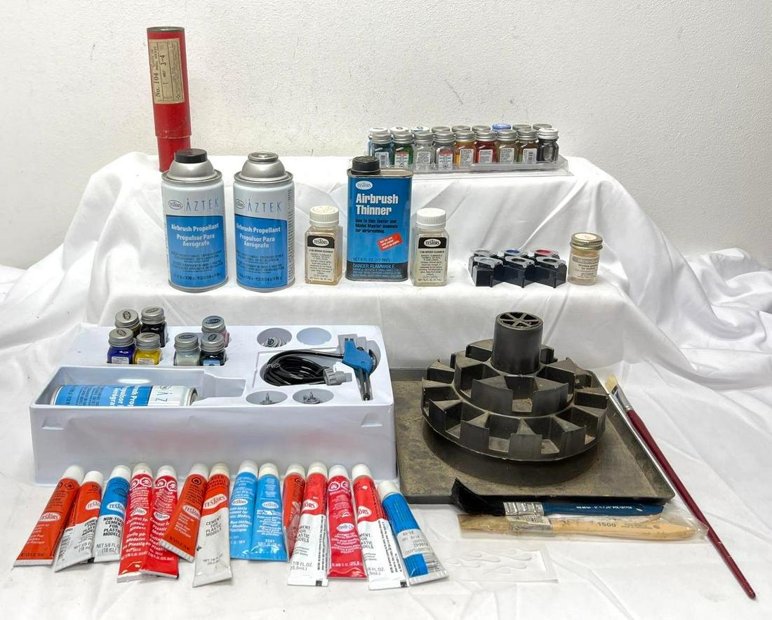 Paint trays carousel spatula clippers brushes Micro-Glaze unused Testors Amazing Air (1 of 8)