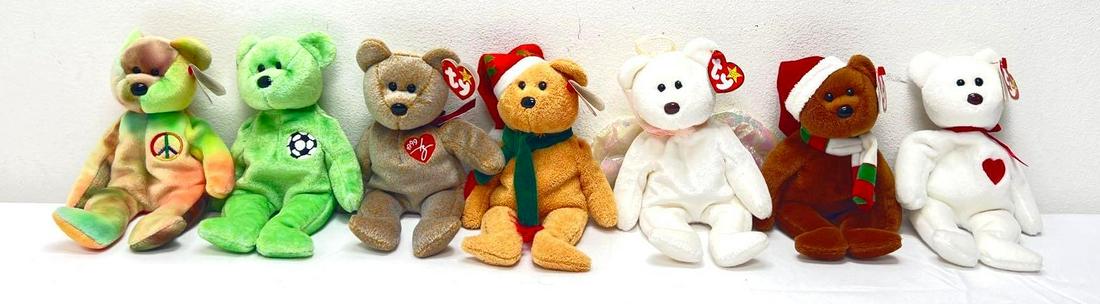 Seven Plush Ty Beanie Babies w/tags Kicks Peace Valentino (1 of 14)
