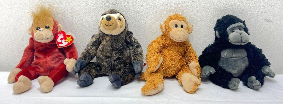 Four Plush Ty Beanie Babies Slowpoke Schweetheart Tumba