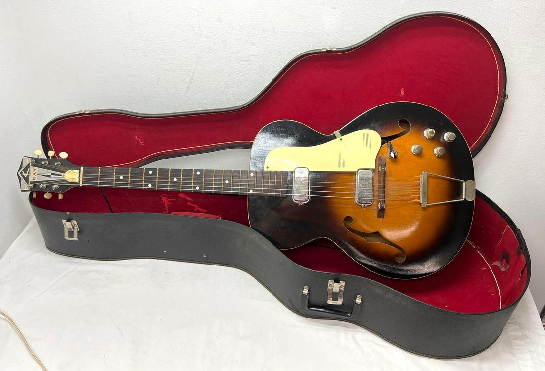 Kay 6-string sunburst hollow body electric in case (1 of 20)
