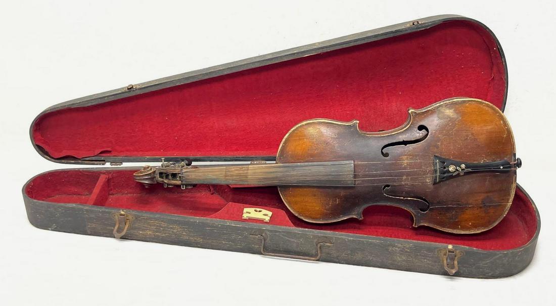 Wooden Violin/Viola case with older Violin Stradivarius (1 of 20)