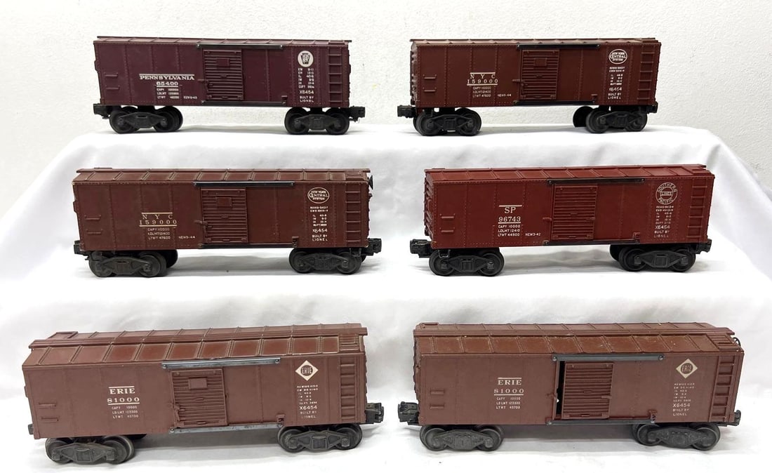 Six Postwar Lionel O Gauge X6454 two NYC two Erie PRR SP variations (1 of 4)