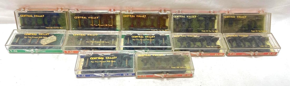 HO Gauge Central Valley two T-53 seven T-55 three T-56 trucks NIP: HO Gauge Central Valley two T-53, seven T-55 and three T-56 trucks NIP, New In Package, never installed. Please view the photos of the items in this lot carefully as they are being sold as they are sh
