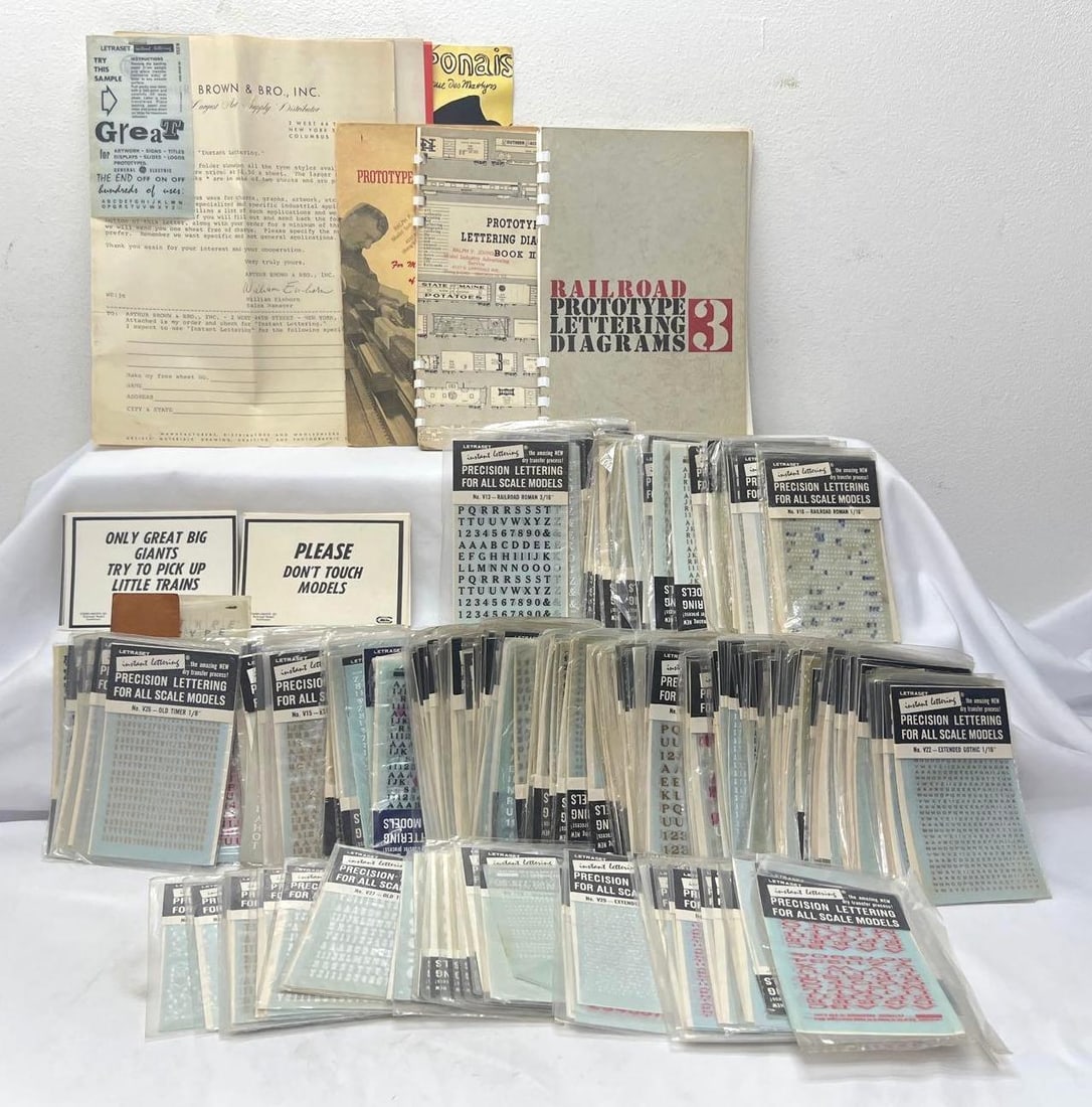 Two hundred and fifty-five Letraset packets of letters and numbers (1 of 19)