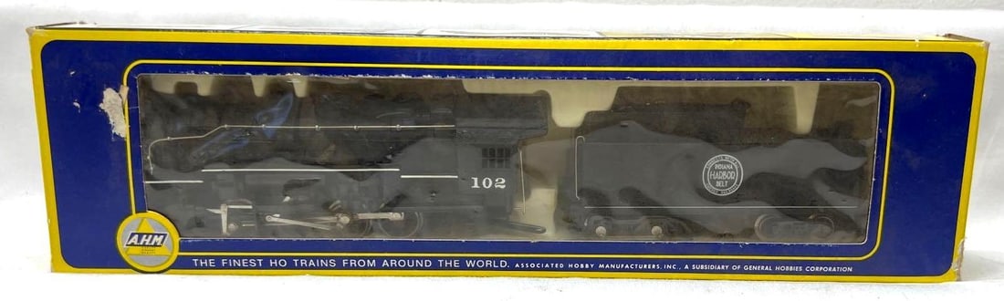 HO Scale Rivarossi AHM 5083D Indiana Harbor Belt 0-8-0 switcher in box: HO Scale Rivarossi AHM 5083D Indiana Harbor Belt 0-8-0 steam switcher and tender 102 in original box, C8 light run time. Box has light wear and tear, still square and solid.