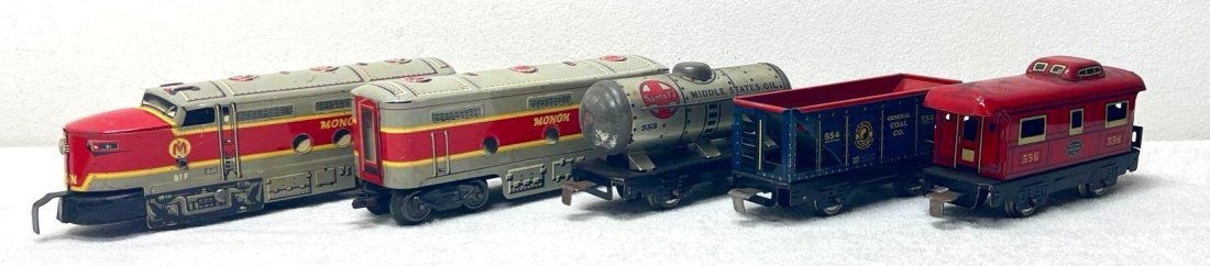 Marx O Gauge 81F Monon A-B diesel locos 553 tank 554 hopper 556 caboose (1 of 10)