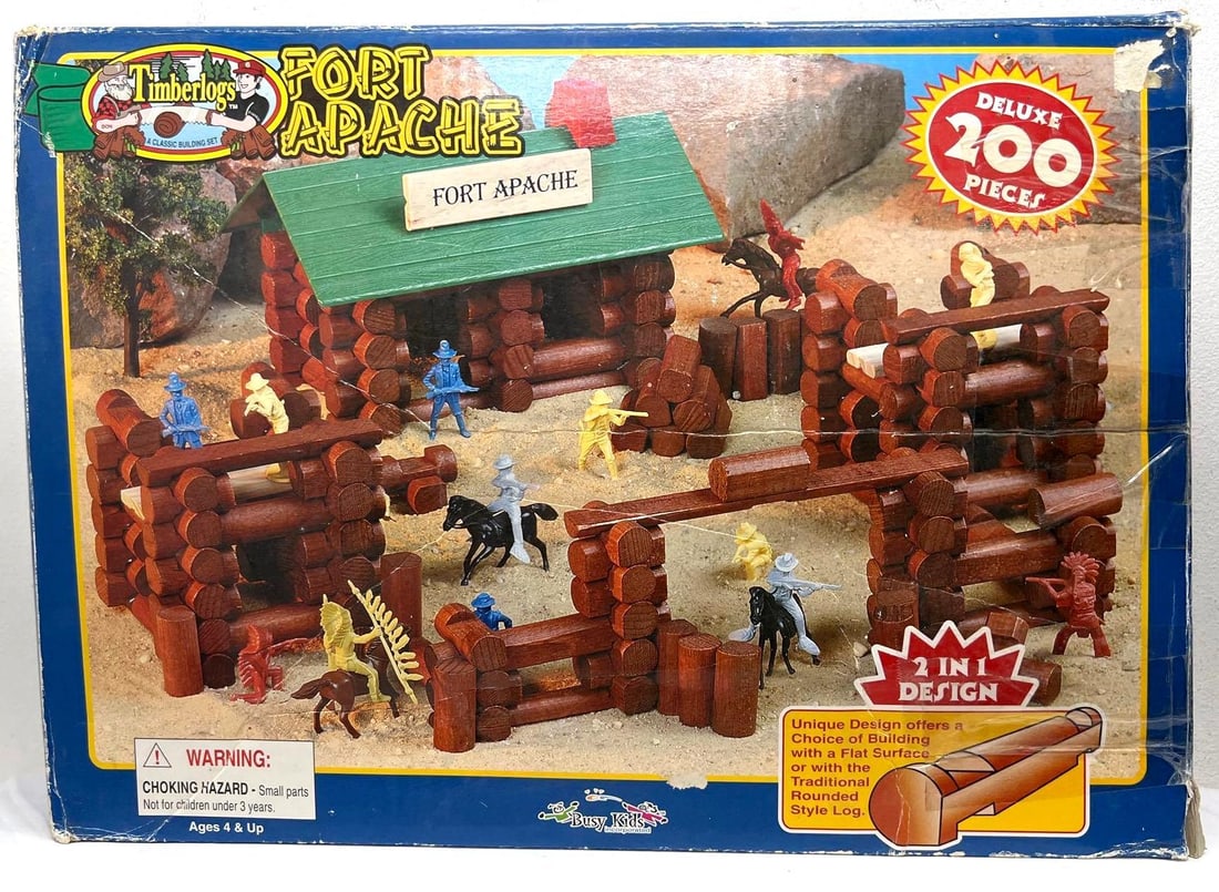 Vintage 200 Pc Timber logs Fort Apache Wood Lincoln Log Building Set Toy (1 of 11)