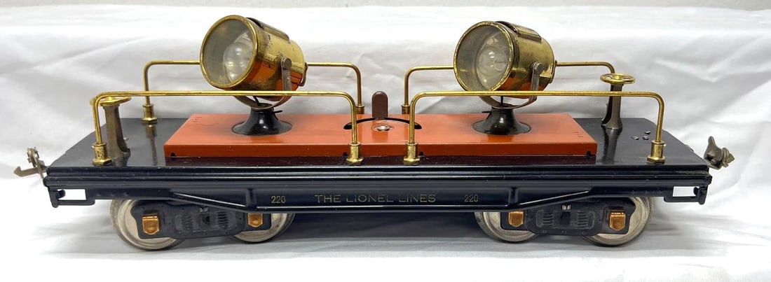 Prewar Lionel Standard Gauge 220 Searchlight Car Terra Cotta (1 of 4)