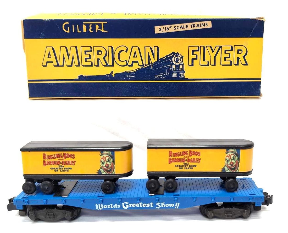 Modern Era S Gauge The Worlds Greatest Show!! Flat Car in box (1 of 5)