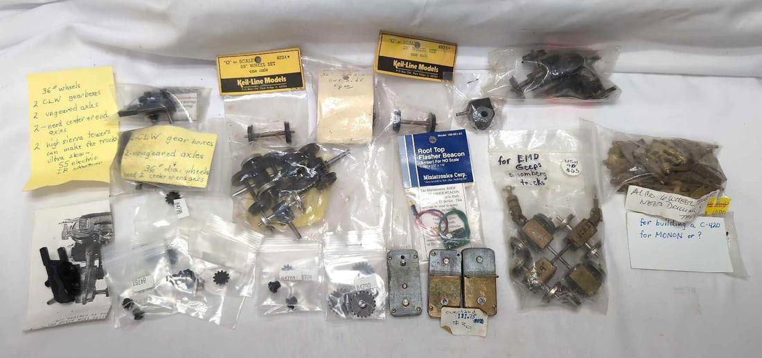 2-Rail brass O Scale diesel loco drive train wheels (1 of 10)