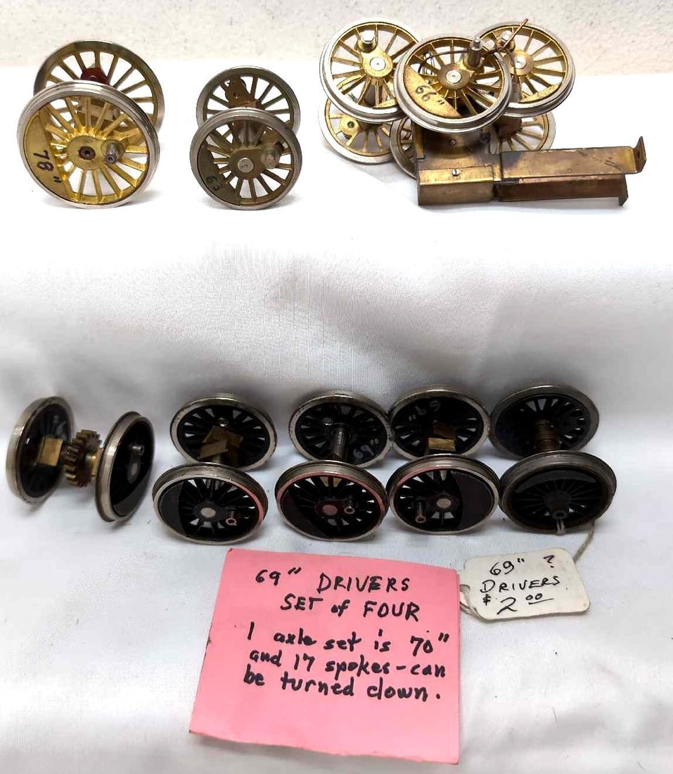 2-Rail brass and steel O Scale 63" 66" 69" 78" drivers (1 of 7)