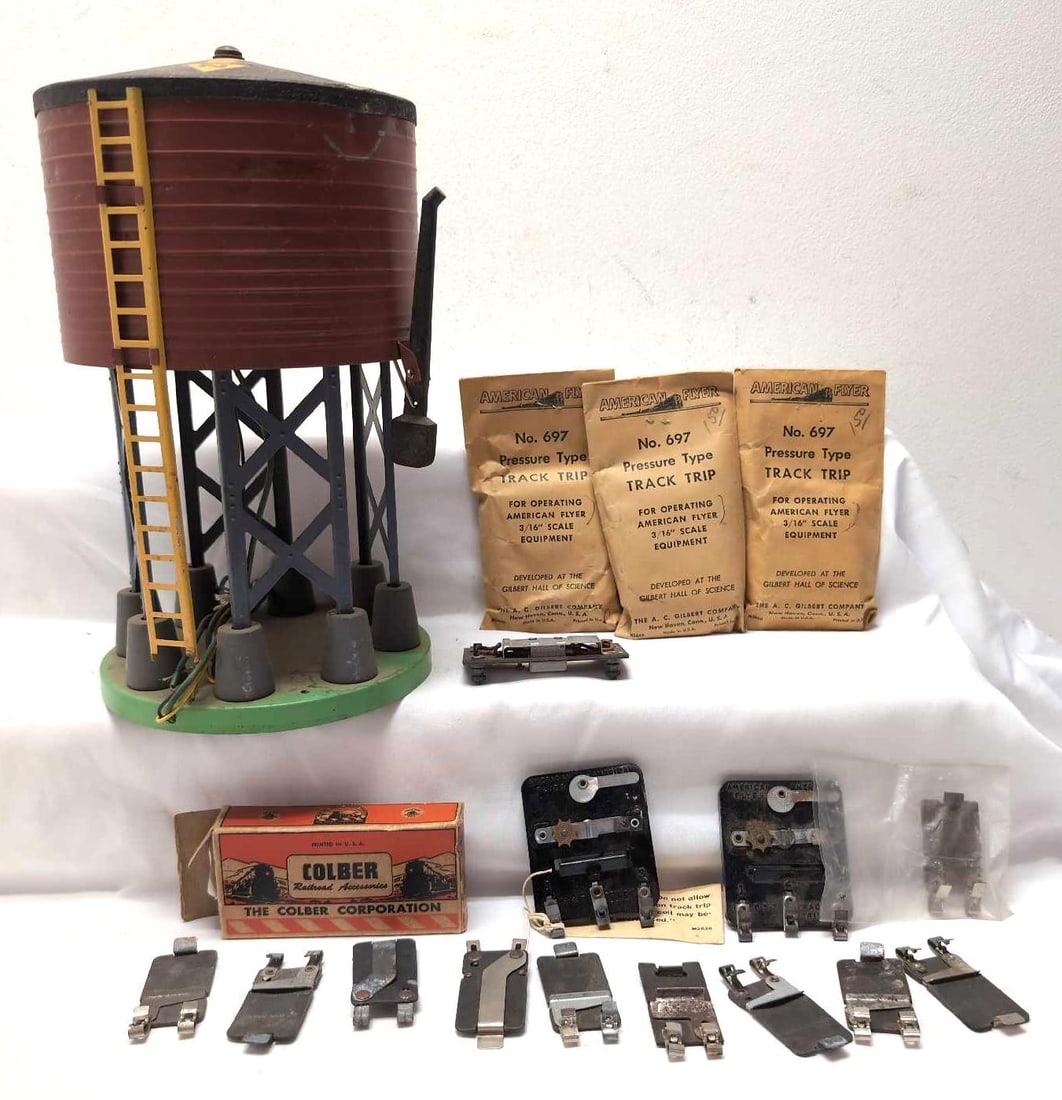 Postwar American Flyer S Gauge 690 697 and More: Postwar American Flyer S Gauge 690, 697, and and other track terminals. Three 697 in original components envelope. Colber No. 114 Snap on Terminal in original box with instructions sheet, missing an i