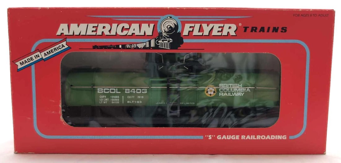 Modern American Flyer S Gauge 48403 British Columbia tank car in box (1 of 10)