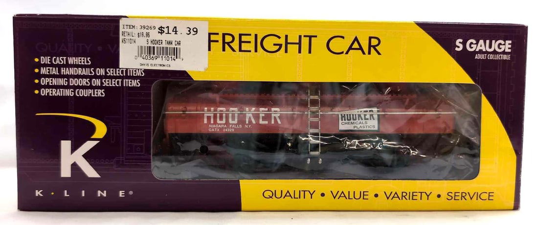 Modern K Line S Gauge K511-014 Hooker Chemical tank car in box (1 of 8)
