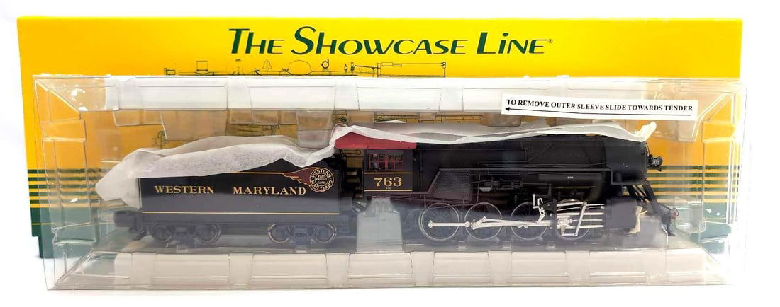 Modern S-Helper S Gauge 01069 2-8-0 Western Maryland 763 Loco in box: Modern Era S-Helper S Gauge 01069 2-8-0 WM Western Maryland road number 763 #2 AC/DC LM sound, AF comp., steam locomotive and tender with smoke in original box with literature and peripherals, train l