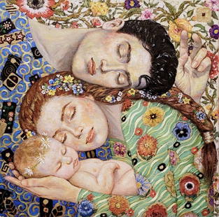 The Family By Bahman, Oil on Canvas: Artist: Bahman Self-taught artist, my work is influenced by various Schools, from the encaustic paintings of the antiquity (the Fayum portraits) to the more refined works of the 18th century. It