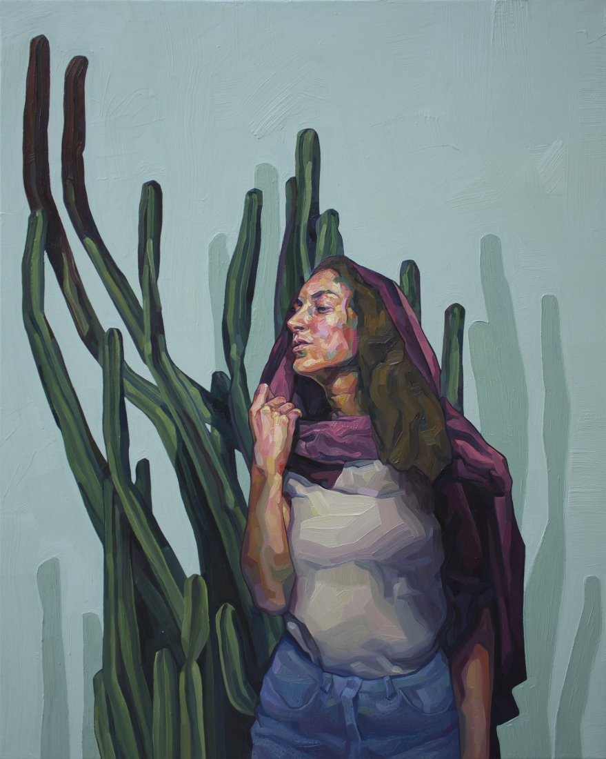 In the front of By Stelios Pupet, Oil & Spray Paint on Canvas (1 of 2)