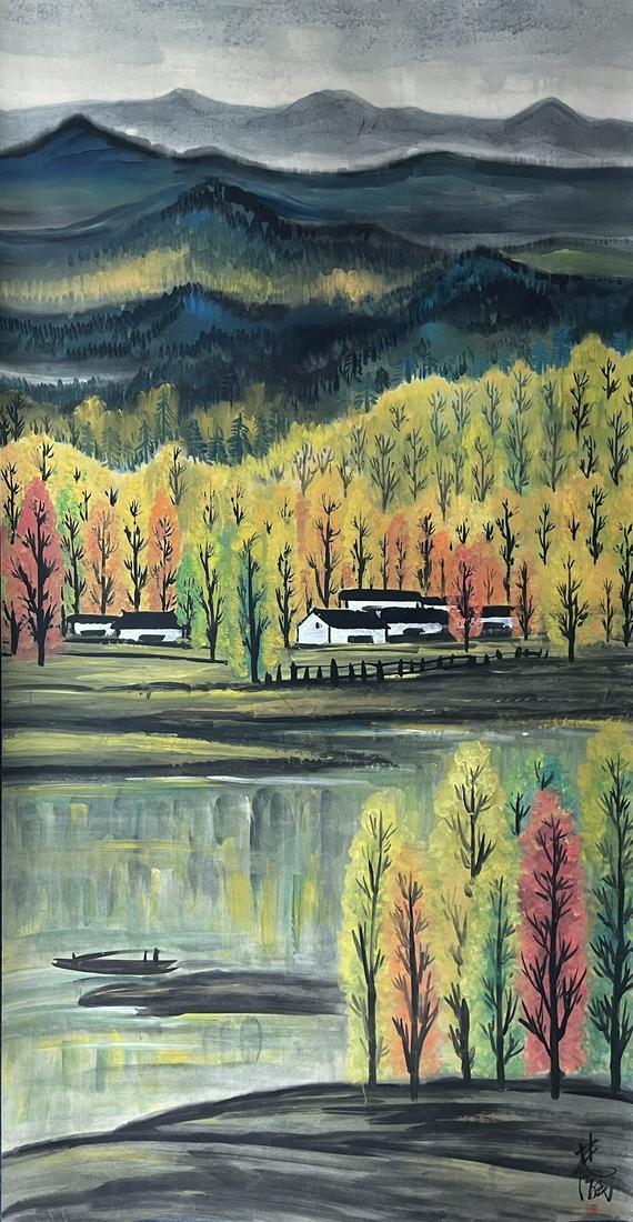 Giant landscape painting scroll signed by linfengmian (1 of 8)