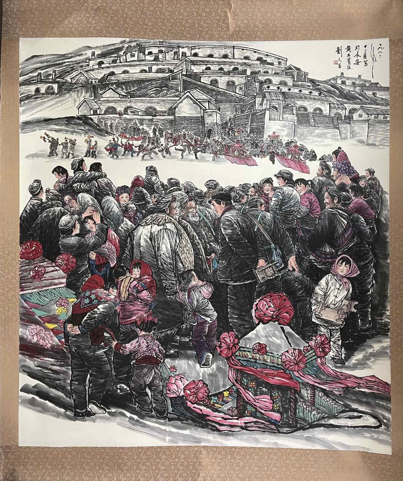 The giant Chinese painting figure mirror core signed by liuwenxi, a masterpiece (1 of 9)