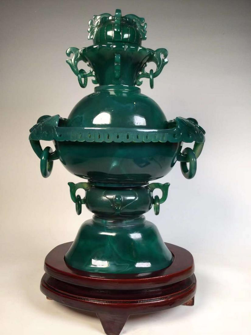 Natural agate carving censer in foreign exchange earning period (1 of 9)