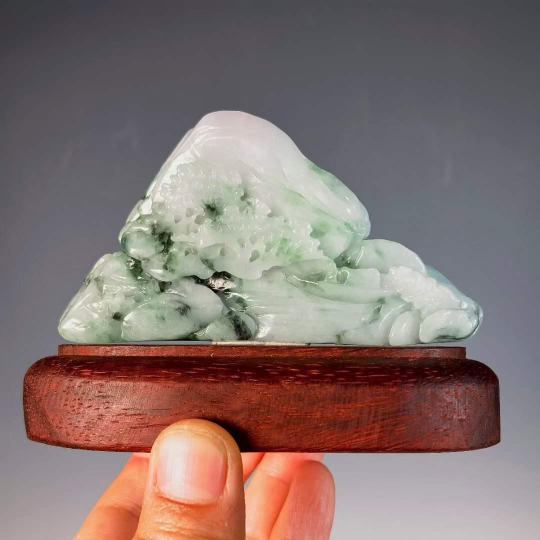 Jadeite, skillfully carved Songshan boating ornaments (1 of 9)